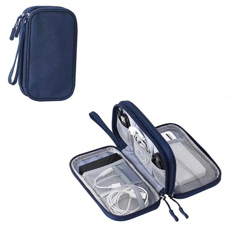 Data Cable Storage Bag Waterproof Travel Organizer Bag Portable Carry Case Double Layers Storage Bag for Cable Cord USB Charger