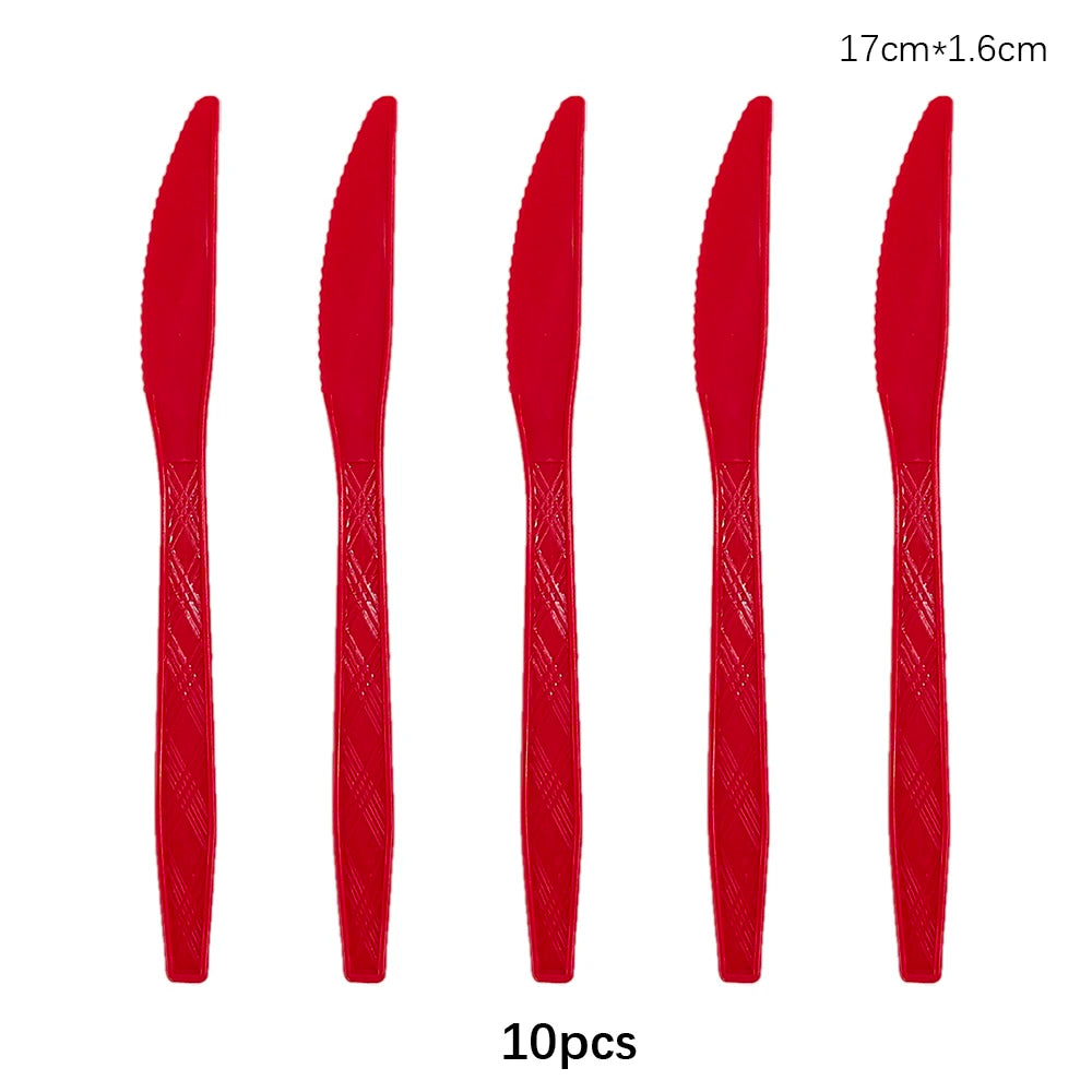 Rose Gold Disposable Knife Fork Spoon Cutlery Set Disposable Tableware Birthday Party Decorations Wedding Baby Shower Supplies