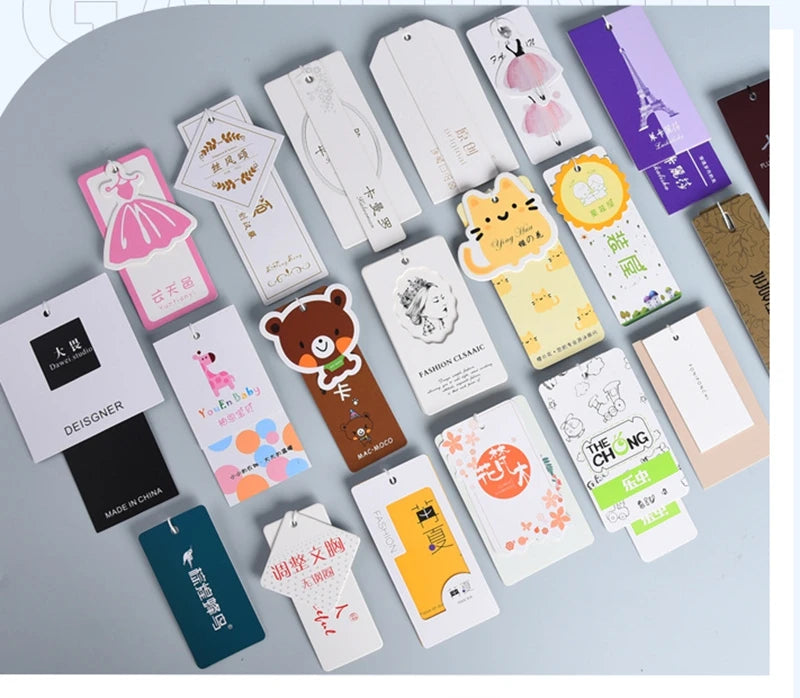 500PCS Custom Logo Any Size Shapes Clothing Hang Tags Paper Labels Brand Business Handmade Merchandise Hang Personalize