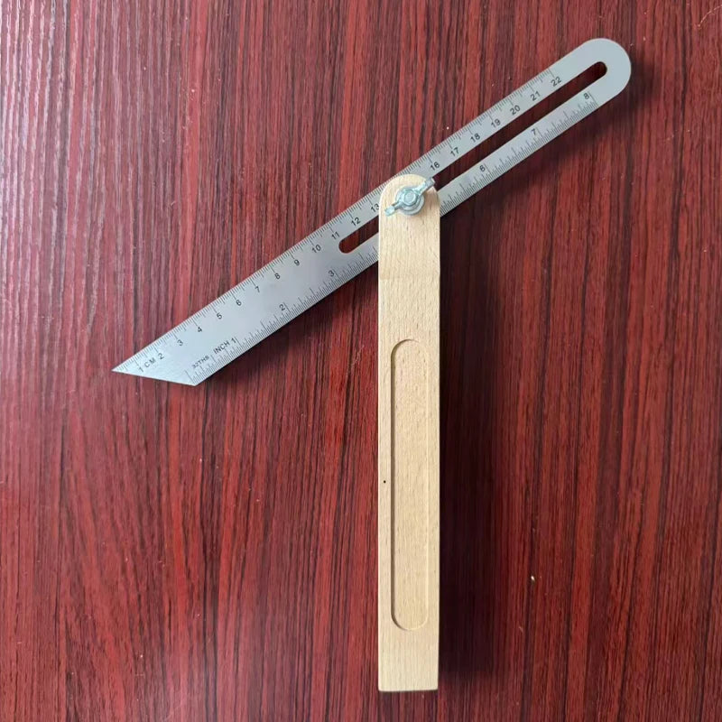 0-22/0-27cm Sliding Angle Ruler T Bevel Hardwood Handle Rotatable Engineer Ruler Plastic Handle Wooden Marking Gauge Protractor