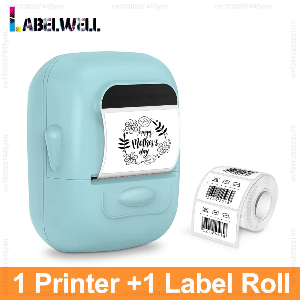 Mini Label Maker P50 Inkless Thermal Label Printer Adhesive Sticker Printer Similar as M110 Marklife P50 E210 or 1PK Label Tape