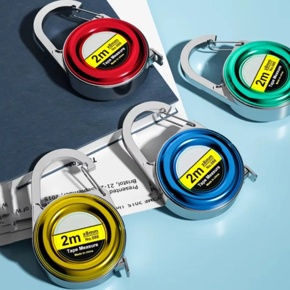Retractable Ruler Tape Measure Keychain Mini Pocket Size Metric 2m Car Key Rings Accessories Women Men Portable Tools Accessory