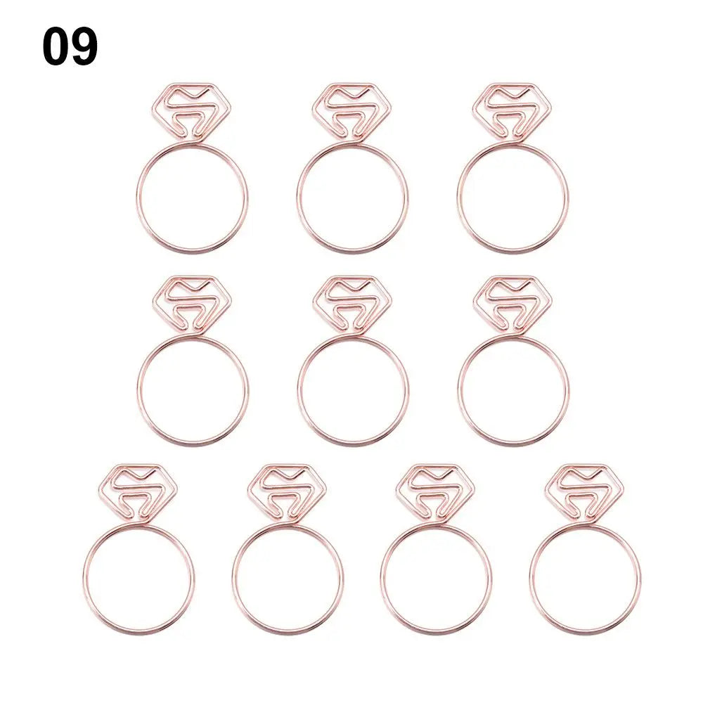 50/20pcs Love Diamond Crown Envelope Stationery Photo Tickets Office Supplies Metal Book Paper Clip Paperclips Mini Binder Clips