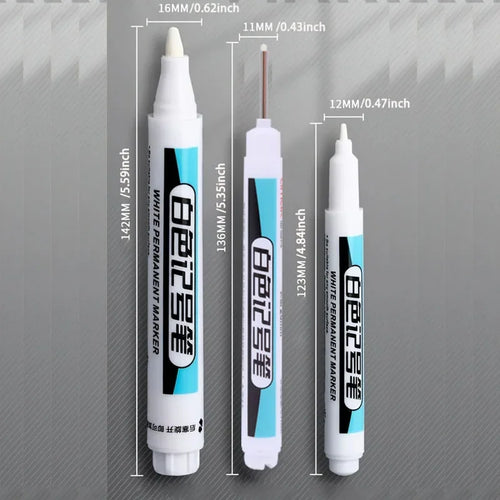 0.7/1.0/1.5/3.0mm White Marker Pens Oily Waterproof Permanent Paint Markers For Wood Plastic Leather Glass Stone Metal Supplies