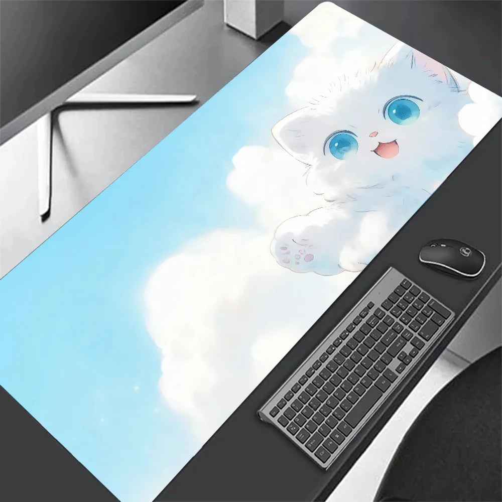 Black Cat Clouds Fast Delivery Keyboard pad lock-edge Extended Mousepad kawaii Pink Purple Office desktop protection pad XXL rug