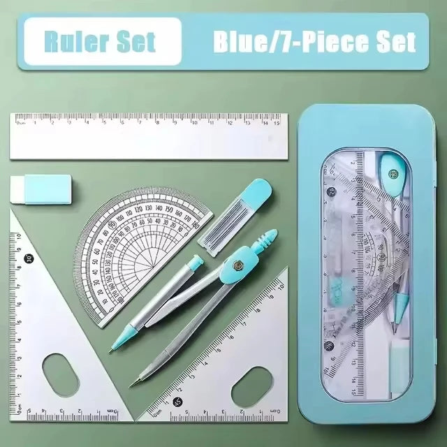 7 Pcs/set Mathematical Rulers Set Multi-function Professional Compass Ruler Drawing Tools School Supplies Students Stationery