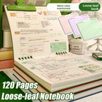 Multifunctional 120 Pages Loose-leaf Notebook Color Detachable Diary Book Grid Inner Pages Flip Up Hand Account Book Students