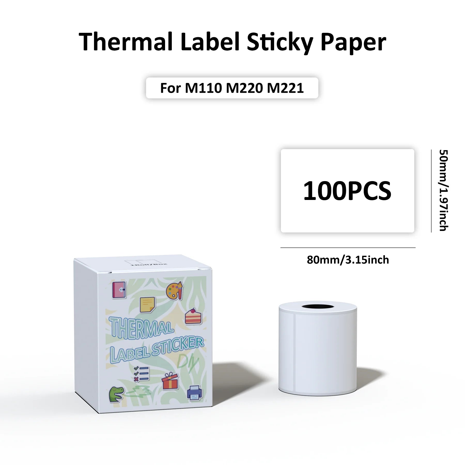 1 Rolls 50x80mm Waterproof Self-Adhesive Thermal Labels Sticker Paper for Shipping Barcodes, Retail Price Tags & Daily Office