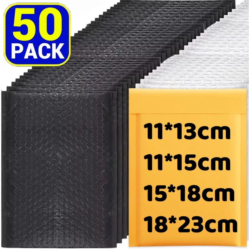 50/40/30/20/10PCS Kraft Bubble Mailers Self-Sealing Paper Envelopes Waterproof Cushioned Padded Foam Shipping Bags for Packaging