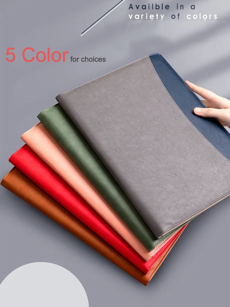A4 Business Leather Portfolio Padfolio Folder Multifunctional Business Manager Clipboard Document Organizer Office Conference