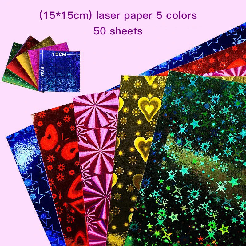 60/20 Multicolored Sheets Square Origami Paper Toner Reactive Foil Folding Paper Laser Shining Papers Craft Scrapbooking Decor
