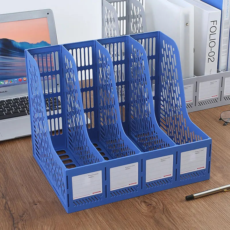 1 pcs, thickened, quadruple file bar, desktop file shelving, storage box, pen holder frame, file box, office supplies