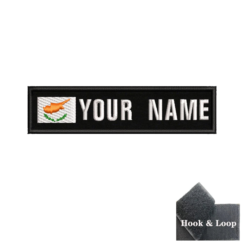 1PC 10cmX2.5cm Custom Name Flag Patch Stripes Badge Iron On Or Hook Loop Armband Germany Luxembourg Armenia Serbia Singapore