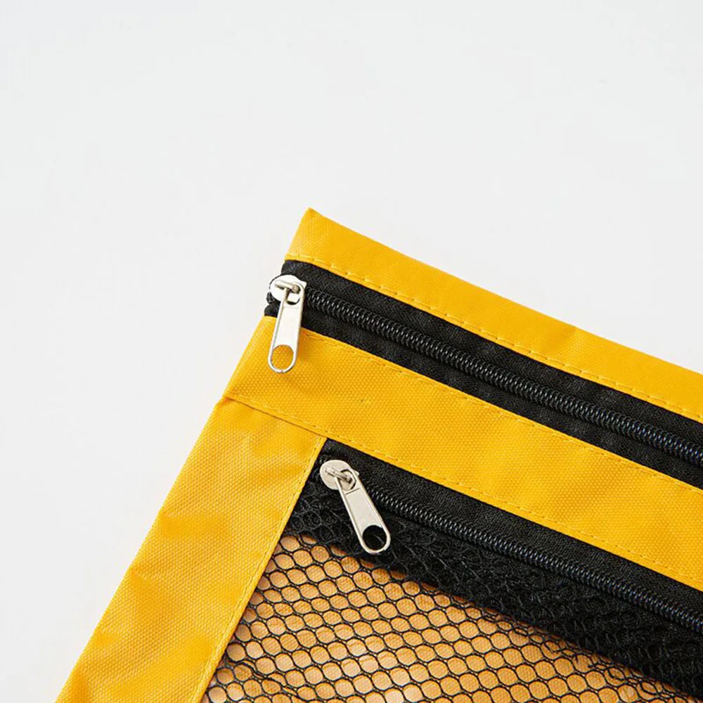 Double Zipper Pen Bag 3 Rings Binders Pencil Case File Bag Pencil Box For Erasers Rulers Markers Storage