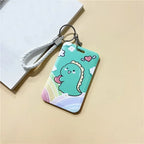 1Pc Solid Color Student Bus ID Card Protective Cover Keyring School Access Door Card Credit Card Holder Bag Set Key Chain
