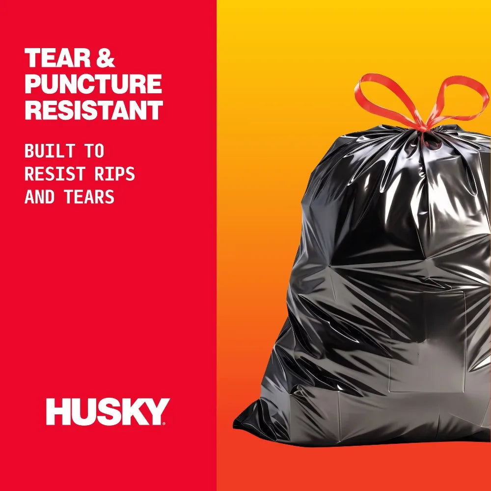 30 Gallon Large Drawstring Trash Bags, 80 Bags Heavy Duty Strong Garbage Bags for Kitchen Home Office, Thick Plastic Cleanup Bags, Easy Tie and Lift