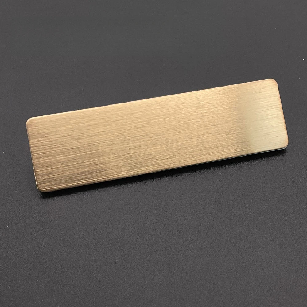 Shirley Custom 7*2cm Custom logo stainless steel name tag with brushed gold silver beauty salon employee ID tag wholesale