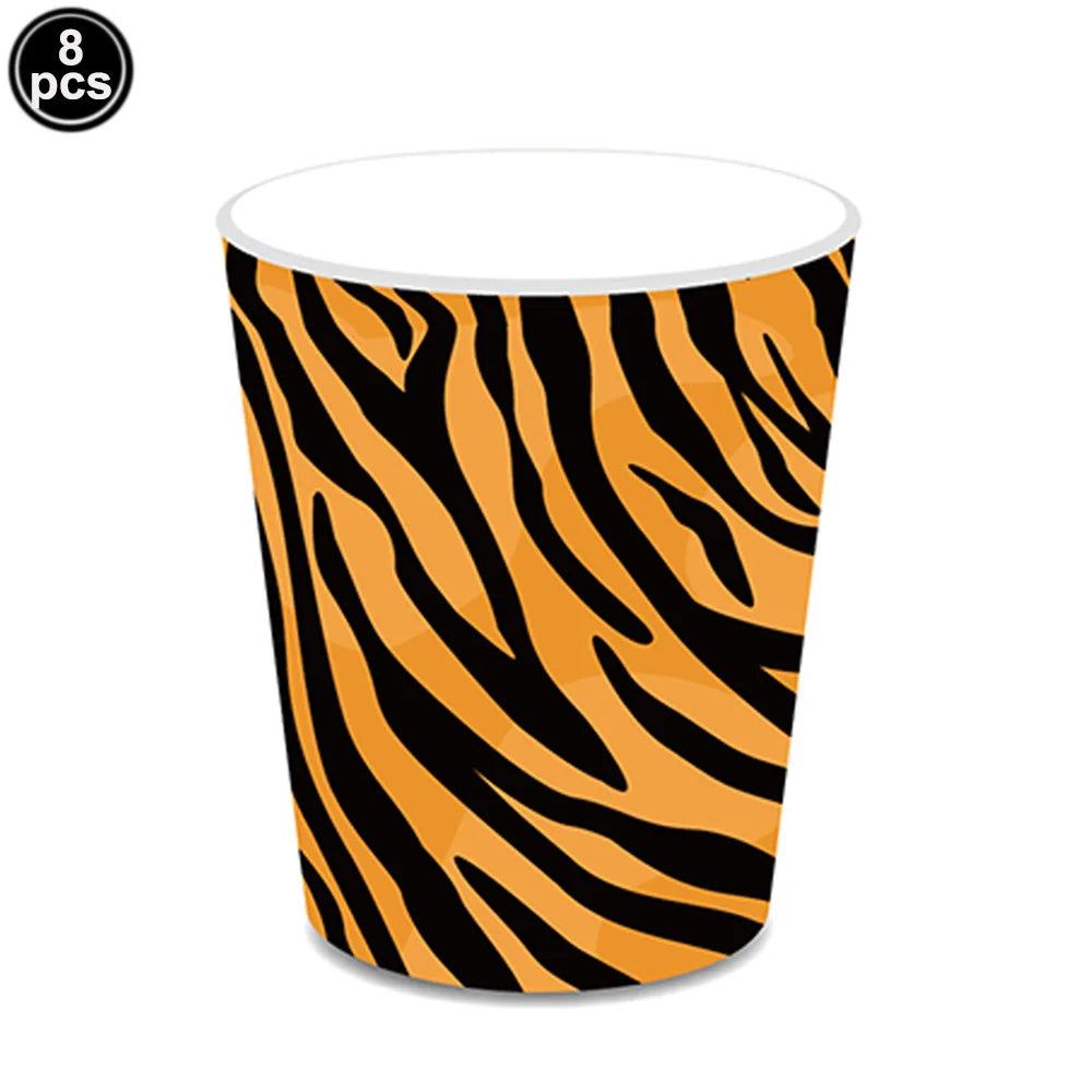 Jungle Safari Wild Animal Party Supplies Disposable Jungle Zoo Animal Print Paper Plates Napkins for Birthday Party Baby Shower