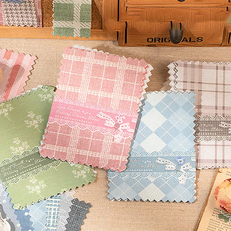 Mr.Paper 20Pcs/Pack Weave Dream Echo Series Card Stock Material Paper Vintage Plaid & Lace for Journal Scrapbook DIY Background