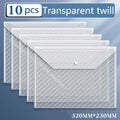 10pcs A4 File Bag Transparent Plastic Thickened Large-capacity Waterproof Snap-on Type Test Paper Storage Bag for Archives