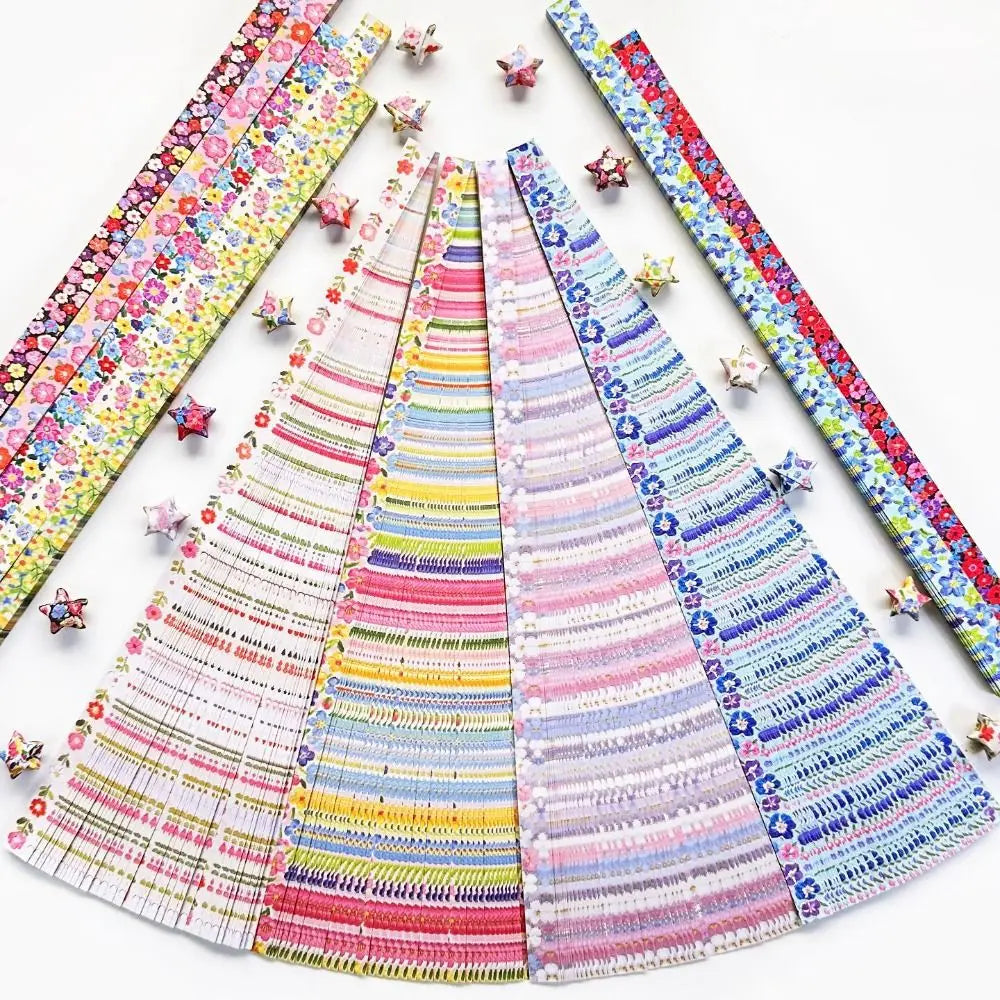 Oil Painting Series Origami Paper Double-Sided Printed Colorful Folding Paper Decorative Paper Star Strips Handmade Projects
