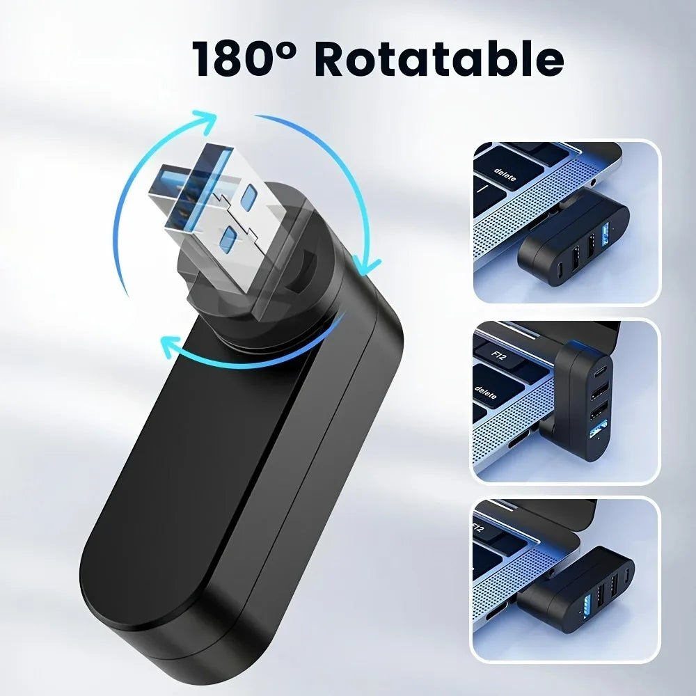 Mini Splitter 4 Ports USB Hub 3.0 Box Rotatable USB Data Transfer Multiple Expander For Computer Laptop MacBook PC Accessories