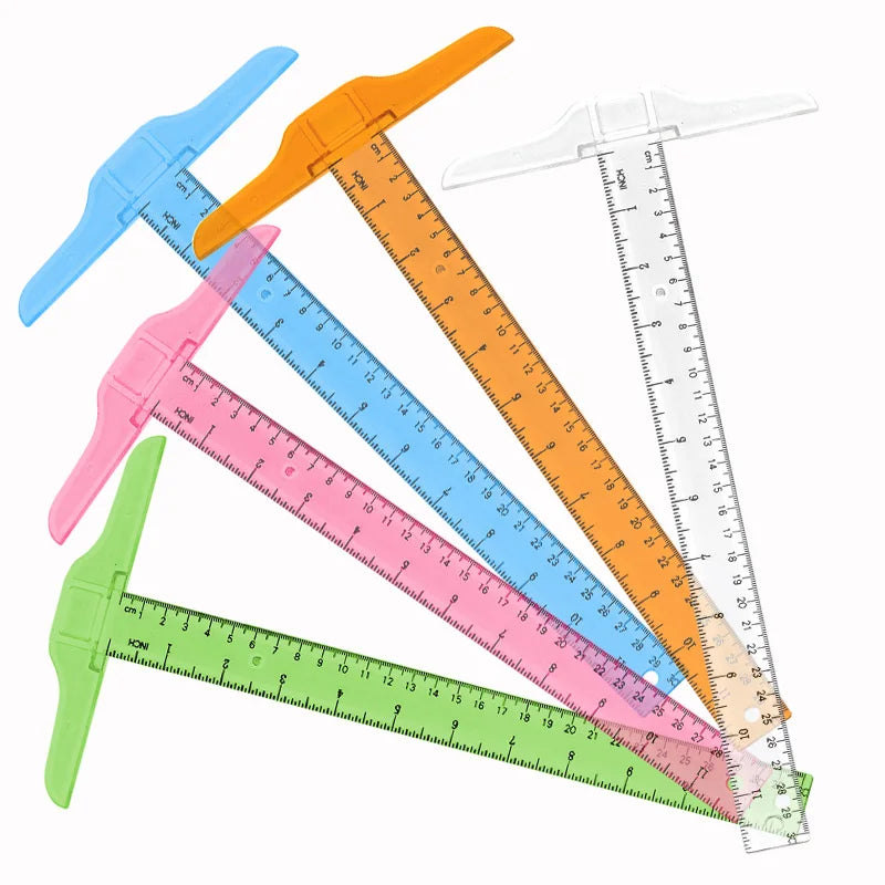 2PCS Transparent T-Square Ruler 30cm, Plastic Drawing T-Ruler for Students, Engineering Drafting Tool Set