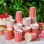 10/20/50pcs Red and White Checkered Disposable Paper Cups for BBQ Chrismas Holiday Party Decor Home Used Coffee Milk Paper Cups