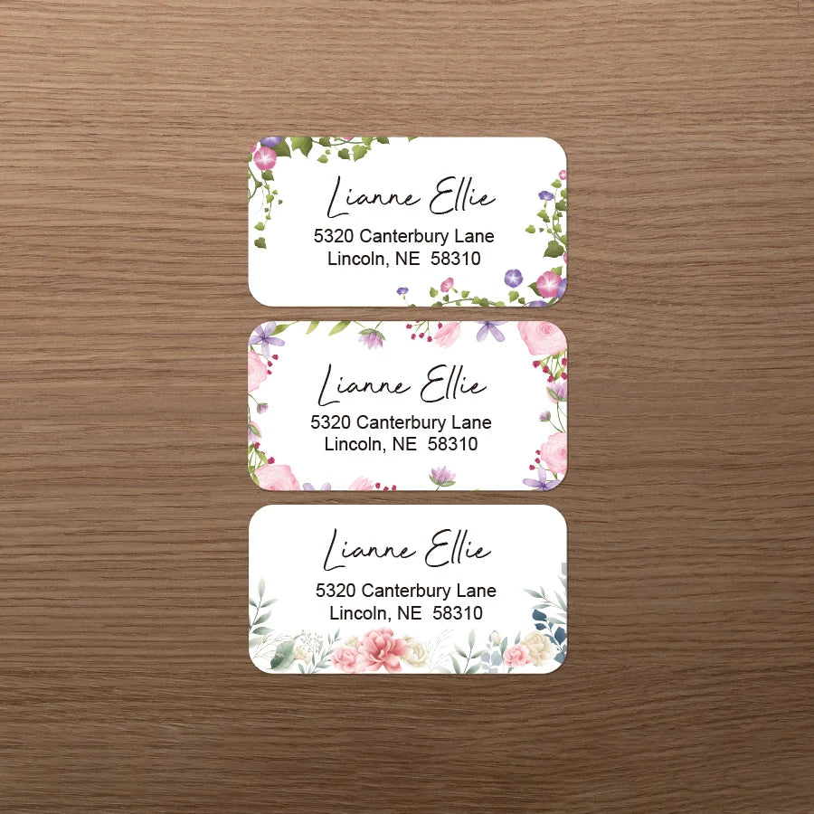 Personalized Floral Mailing Stickers - Self-Adhesive Address Labels for Business/Stationery,Custom Design & Recyclable Material‌