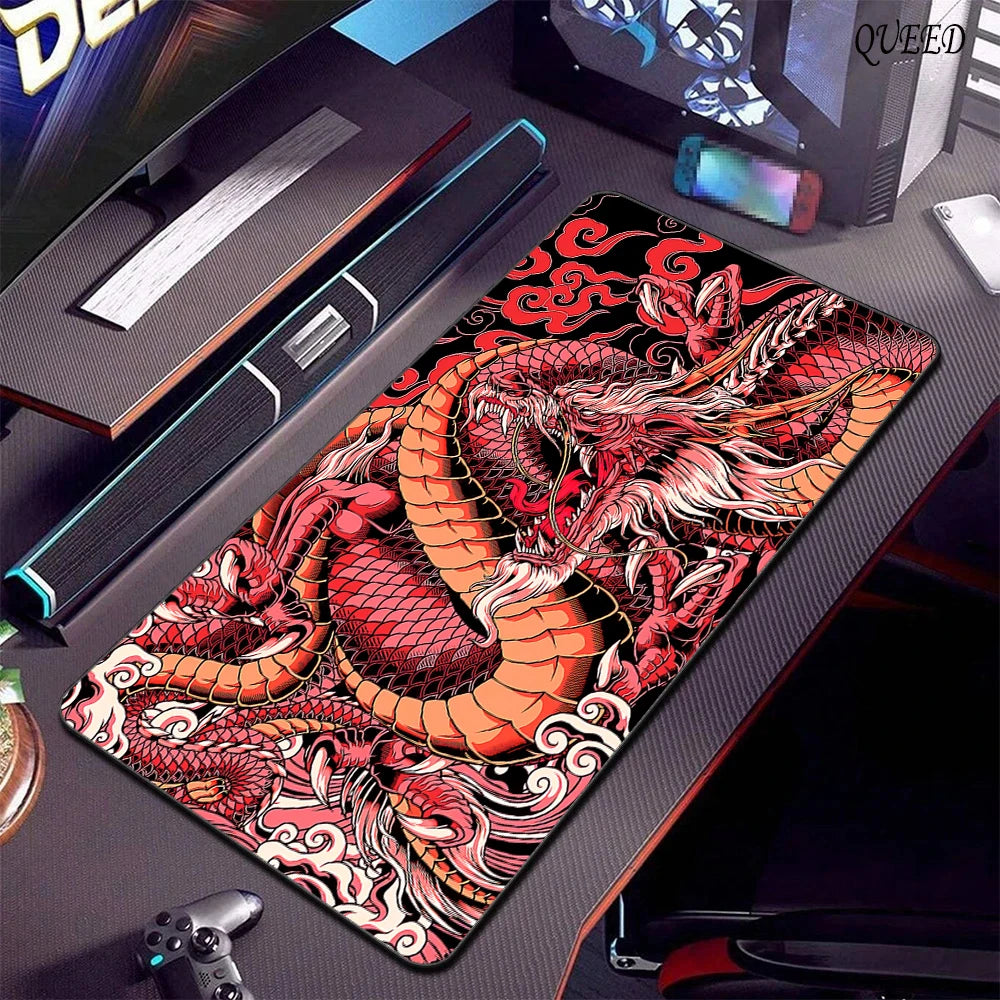 Black and White Dragon Large Mouse Mat Gaming Mousepad Big Rubber Base Mouse Pad Purple Deskpad Eyboard Mats Mousepads 400x900