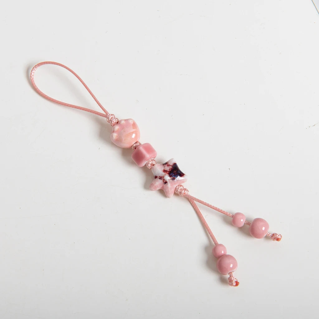 Handmade Purple Star Cat Claw Ceramic Charm Keychain Unique Bag Pendant Boho Gift S02-023