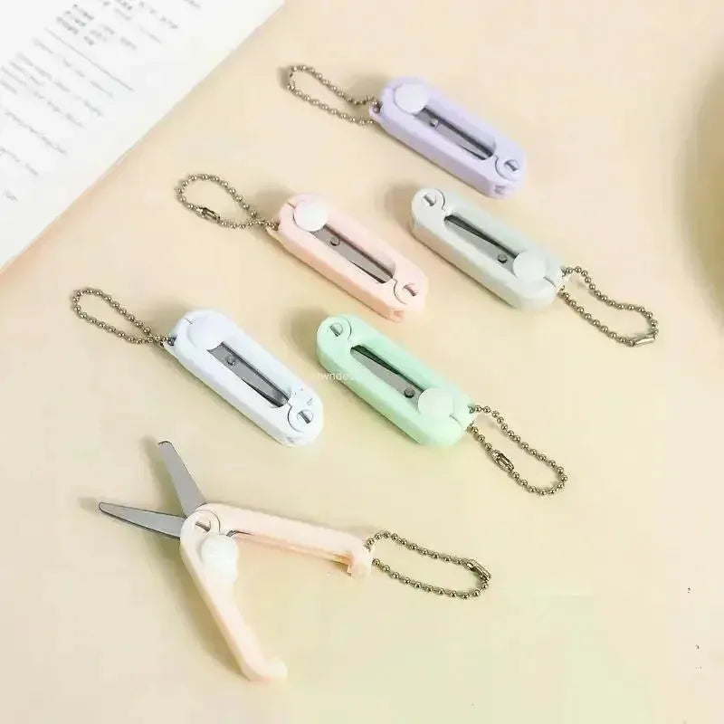 Creative Mini Portable Folding Scissors Morandi Simple Paper-Cutting Art Tool Stationary Scissors Office School Supplies.