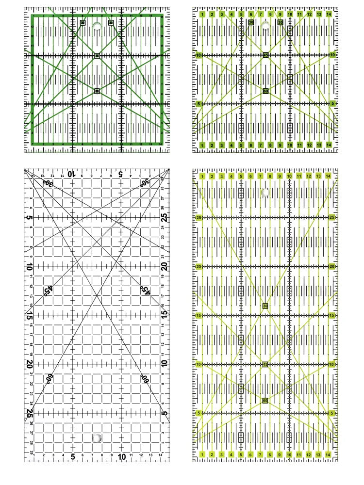 15*15 cm, 30*15 cm Patchwork Ruler - Set of Quilting Tools - High-Quality Acrylic Material - Transparent Ruler - School Supplies