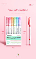 Kawaii Flowers Line Shaped Highlighter Pens, Roller Tip, Curve Liner, Marker for Writing, Journaling,Drawing Stationery, 6Pc Set
