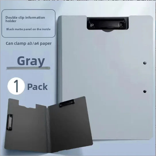 New A4 File Folder Clipboard Writing Pad Memo Clip Board Double Clips Organizer School Office Stationary