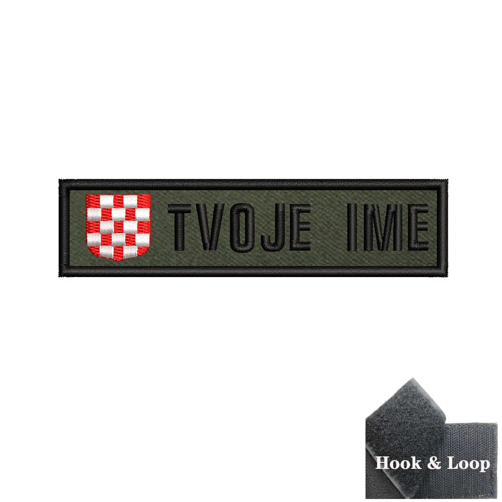 1PC 10cmX2.5cm Custom Name Flag Patch Stripes Badge Iron On Or Hook Loop Estonia Austria Bulgaria Hungary Romanian Ireland green
