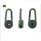 1 Pc Compass Thermometer Carabiner 3 in 1 Mini Compass Carabiner Clip Outdoor Hiking Survival Key Ring Double Sided Metal