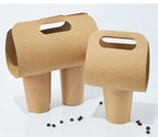 50pcs Disposable Milk Tea Handheld Cup Holder Thick Kraft Paper Takeaway Portable Package Creative Coffee Paper Cup Handle