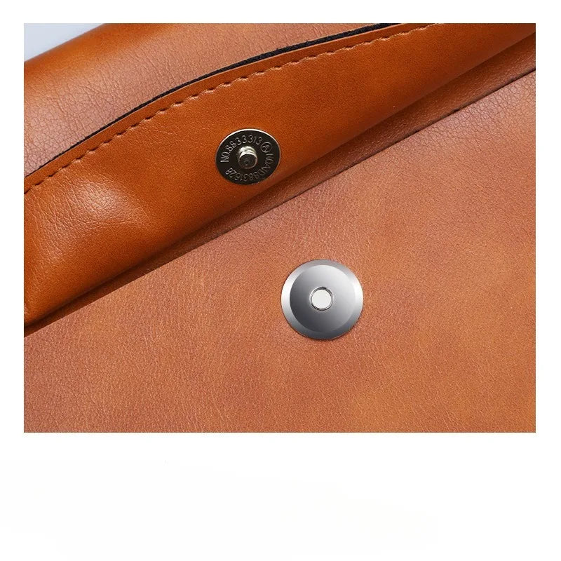 A4 Leather Document Bag Storage Bag  Large Capacity Double-layer File Folder Business Official Briefcase