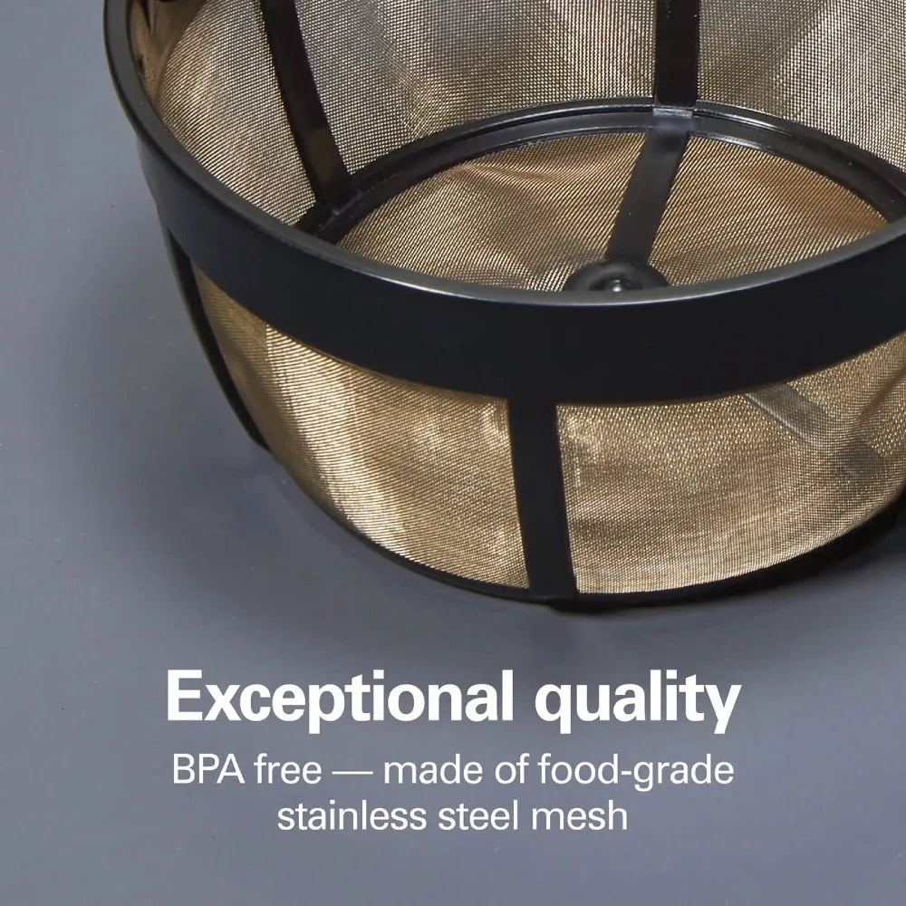 Reusable 8-12 Cup Basket Coffee Filter, Permanent Stainless Steel Coffee Drip Filter for Home Office Kitchen, Fine Mesh Eco-Friendly Coffee Maker Accessories