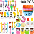 Mini Fruit Forks For Children Kids Cute Animal Food Picks Snack Toothpicks With Vegetable Cutter Set Silicone Lunch Box Dividers