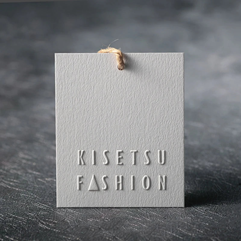 Special Paper Bump Printing Fashion Embossed Letter Tag Women's Clothing Personality Design Custom Factory Direct Sales