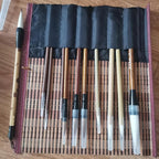 10-Piece Chinese Calligraphy Brush Set - Premium Writing Brushes for Beginners & Artists - with Roll-up Bamboo Brush Holder,