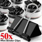 10-50PCS Foldback Clips Multi-Purpose Paper Clips Metal Binder Clip Office Clip Black 15mm for Paperwork Office Home Kitchen