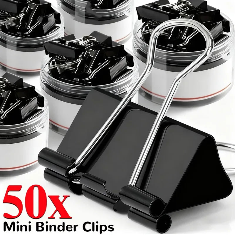 10-50PCS Foldback Clips Multi-Purpose Paper Clips Metal Binder Clip Office Clip Black 15mm for Paperwork Office Home Kitchen