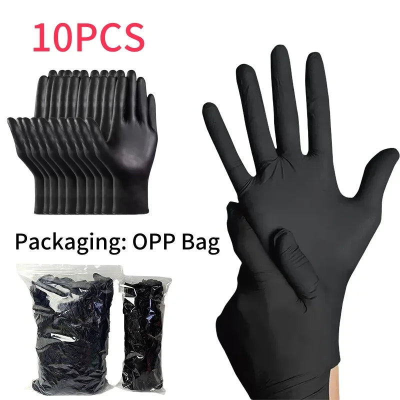 10-200pc Nitrile Gloves Black Rubber Gloves Latex Disposable Gloves Work Housework Car Industry Gardening Pet Care Cooking Tools