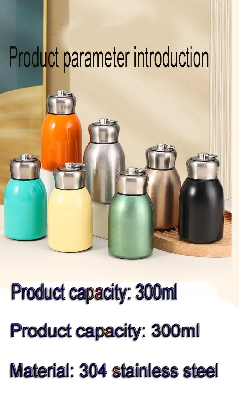 New High-value Mini Chubby Big Belly Cup 304 Stainless Steel Vacuum Thermos Cup Portable Carrying Ring Accompanying Cup