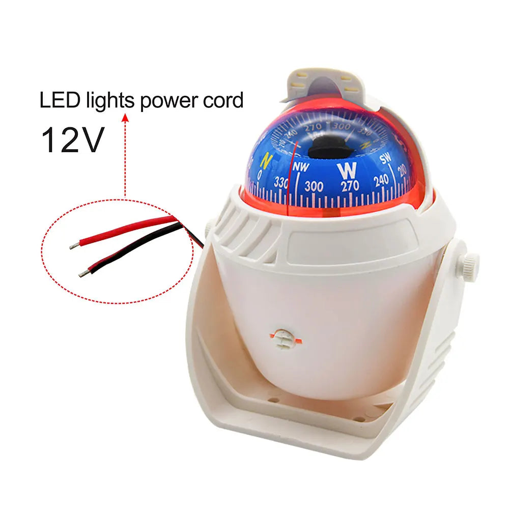 Marine Navigation Compass Black With Electronic LED Light Electronic Sea Pivoting Marine Compass For Marine Boat 12V