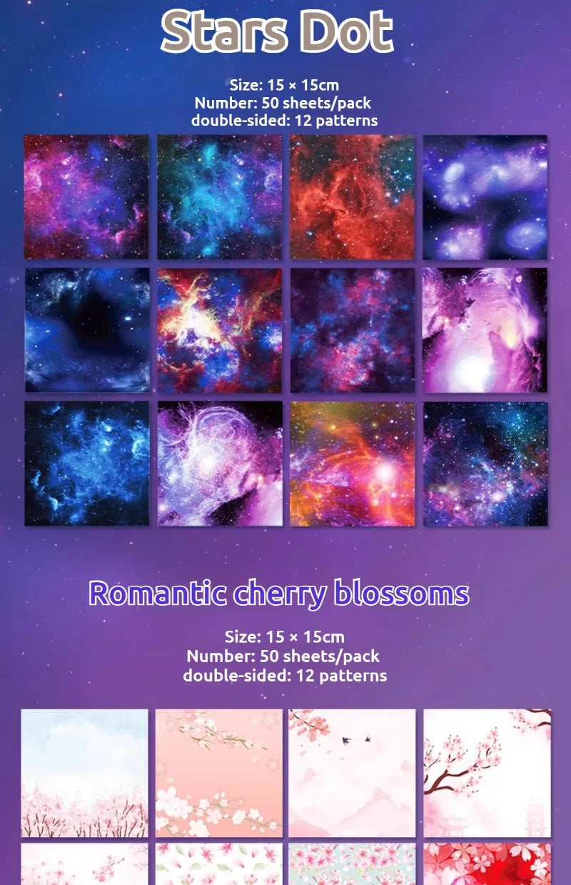 50pcs Creative Square Star Sky Constellations Origami Paper Kid DIY Handmade Double-sided Coloring Fold Craft Paper Art Gift
