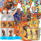 Zuma Paw Patrol Orange Birthday Decorations Cartoon Theme Kid Baby Shower Party Banner Balloon Plate Tablecloth Supplie Toy Gift